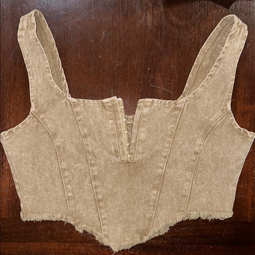 Tan Sleeveless Women's corset Top